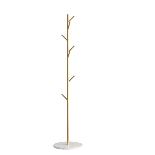 Gold Coat Rack Freestanding, Metal Coat Tree with Marble Base, Coat Rack Stand with 8 Hooks, Entryway Coat Stand for Hanging Clothes, Hats, Bags - size: 67in-bra