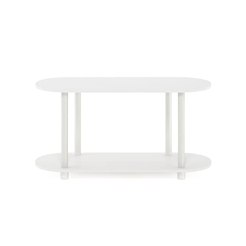 Furinno Turn-N-Tube No Tools Modern Oval Side Table, White/Virgin White - color: White/Virgin, size: 2-Tier Oval