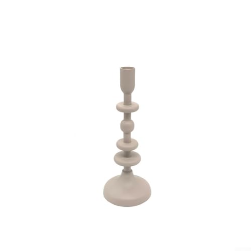 European Vintage Beige Candle Holder for Standard Candles – Aluminum and Iron Decorative Home Decor Accent for Living Room, Dining Room, Bedroom & Wedding Displays