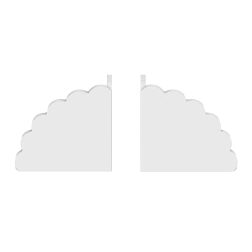 GRAHAM DESIGN White Scalloped Acrylic Bookends – Minimalist Acrylic Shelf Supports with Scalloped Edges & Anti‑Slip Pads, Decorative Modern Décor Accessory | Set of 2 - color: White