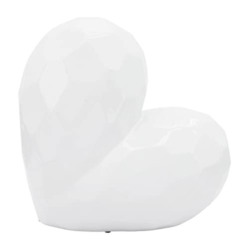 Decorative Ceramic Heart Sculpture for Home Decor - Ornament for Bathroom, Office, and Living Room Decor - Modern Figurine Accent for Bedroom, Shelf Display, and Coffee Table - 12", White - color: White, size: 11x5x11
