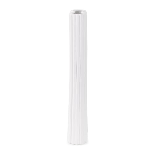 Howard Elliott Collection Hirst Ceramic Vase, White Ripple Texture Modern Abstract Decorative Flower Vase for Weddings, Floral Arrangements, Living Room & Home Decor, 4.75 x 4.75 x 15.75 Inch - size: 15.8"L x 4.8"W