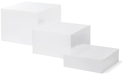 Red Co. Set of 3 Glossy White Acrylic Cube Display Nesting Risers with Hollow Bottoms - 2 Pack - color: White, size: 6",7",8" - 2 pack