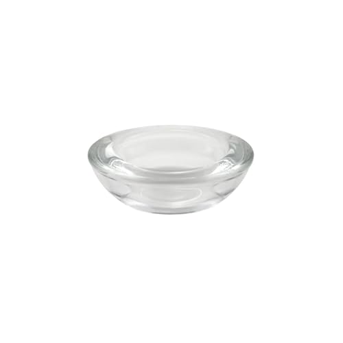 WGV Sturdy Tea Light Votive Candle Holder 3" W, Clear Heavy Thick Chubby Plate Bowl Glass, Small Accent Decor, 1 Pc - color: Clear-chubby-3"