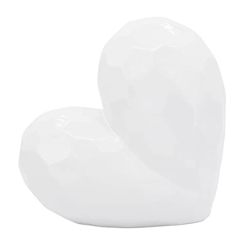 Decorative Ceramic Heart Sculpture for Home Decor - Ornament for Bathroom, Office, and Living Room Decor - Modern Figurine Accent for Bedroom, Shelf Display, and Coffee Table - 12", White - color: White, size: 11x5x11