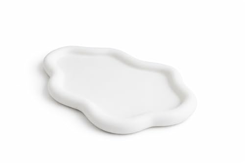 White Organic Shape Catchall Tray, Minimalist Desk Organizer for Keys, Jewelry and Small Accessories