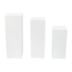 3PCs Square Pedestal Stand for Party, White Metal Cylinder Pedestal Stands, Sculpture Display Column Decoration Cube for Wedding Event Decoration