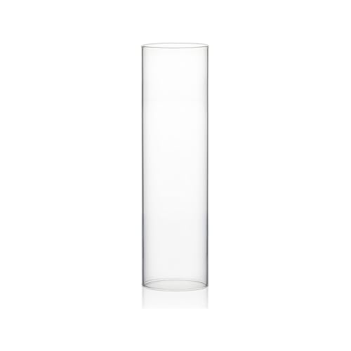 WGVI Hurricane Candle Holder Sleeve, Wide 3", Height 10", Clear Glass Cylinder Candleholder, Chimney Tube, Open Ended Candle Shade, 1 Piece - size: 3"x10"H