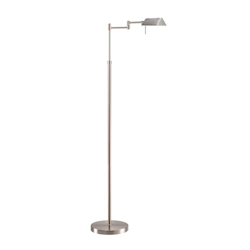 O’Bright Dimmable LED Pharmacy Floor Lamp, 12W LED, Full Range Dimming, 360 Degree Swing Arms, Adjustable Heights, Standing Lamp for Reading, Sewing, and Craft, ETL Listed, Brushed Nickel - color: Brushed Nickel