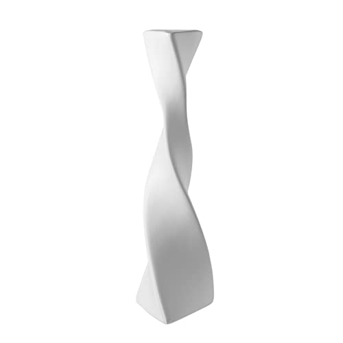 16 Inch Tall White/Black Ceramic Vase Curve Geometric Flower Vase Modern Minimalist Abstract Vase Farmhouse Decorative Vase for Table Home Office Floor Shelf Decor(White) - color: White