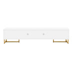 Modern TV Stand with Drawers for TVs up to 75'', Media Console Storage Cabinet Entertainment Center Furniture for Living Room Bedroom, Gold Metal Legs, 70.9-Inch, White - color: White