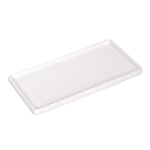 Ceramic Soap Dispenser Tray for Kitchen and Bathroom, Modern and Farmhouse Rectangle Service Tray - White(1 Pc)
