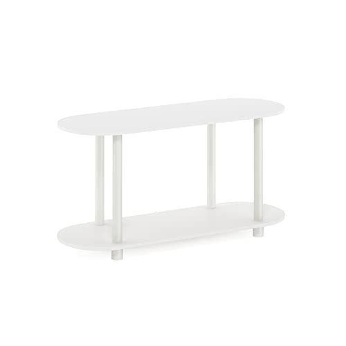 Furinno Turn-N-Tube No Tools Modern Oval Side Table, White/Virgin White - color: White/Virgin, size: 2-Tier Oval