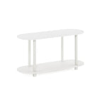 Furinno Turn-N-Tube No Tools Modern Oval Side Table, White/Virgin White - color: White/Virgin, size: 2-Tier Oval