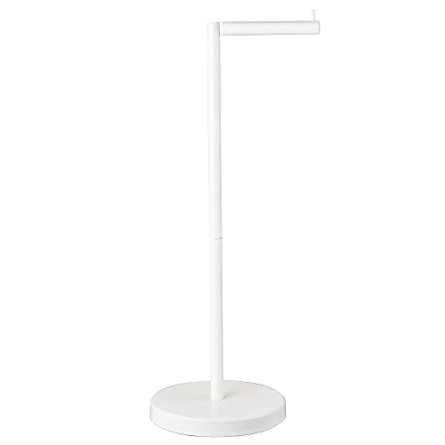 MARMOLUX ACC Free Standing Toilet Paper Holder Stand with Storage for 4 Rolls of Toilet Tissue for Bathroom, Stainless Steel Luxury Modern White Finished 1pc - color: White
