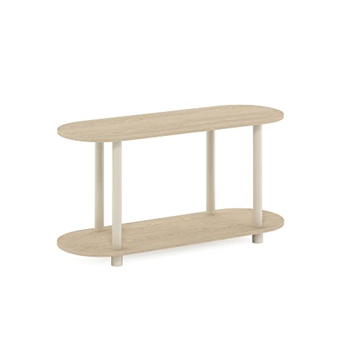Furinno Turn-N-Tube No Tools Modern Oval Side Table, Bauhaus Oak/Beige - color: Bauhaus Oak/Beige, size: 2-Tier Oval