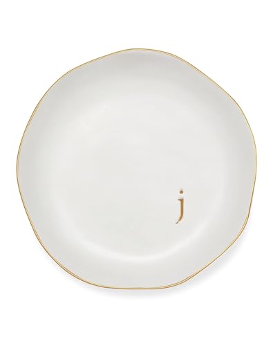 Personalized Ceramic Ring Dish - Monogrammed Jewelry Tray, Handcrafted Room Decor Engagement Wedding Present - Mothers Day Valentines Christmas Birthday Gift Women, Engraved Initial j - style: j