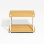 Furinno Turn-N-Tube Side Table, 2-Tier Wide End Table with Open Shelf, Toolless Assembly Night Stand, Bedside Table, for Living Room, Bedroom, Light Beech - color: Light Beech/White, size: 1-Pack