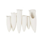 Deco 79 Ceramic Abstract Floral Inspired Vase with Linear Grooves and 10 Openings, 14" x 5" x 11", White - color: White, size: 14" x 5" x 11"