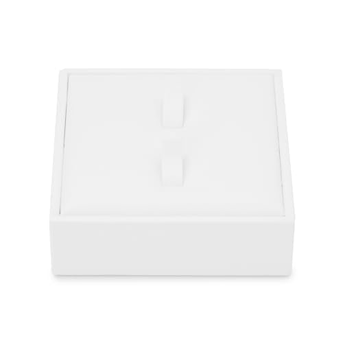 2 Slot PU Leather Ring Stand Rings Display Holder Rings Organizer Jewelry Display Showcase (White) - size: 3.15" x 3.14" x 0.98"
