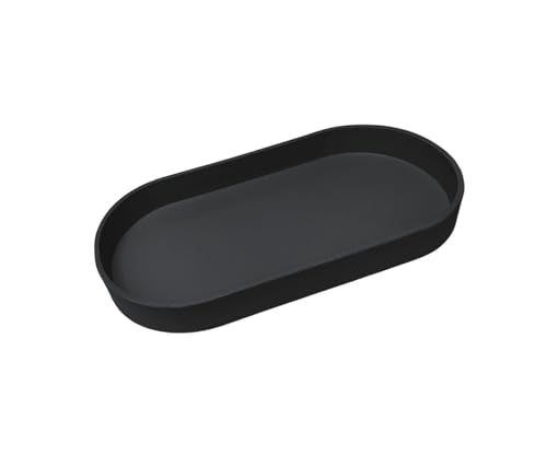 Black Small Tray (11.8 inch), Oval Tray for Kitchen Counter, Bathtub Bathroom Vanity Items, Countertop Organizer, Coffee Accessory, Bar, Serving Seasoning, Salt and Pepper, Soap, Perfume. - color: Black, size: 11.8" x 5.9" x 1.2"