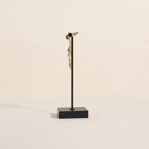 Black earring display stand for selling, Metal earring T bar holder for show, Jewelry earring storage organizer, jewelry photography props (Square base-Black-High) - color: Black, size: High