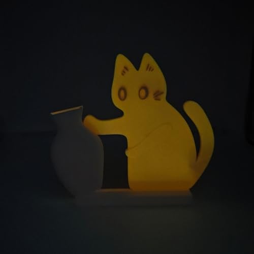 Cat Push Flower Vase for Home Decor Cute Vases for Table Room Decor Unique Lollipop Vases for Women (Small Glow Orange White) - size: Small Glow Orange White