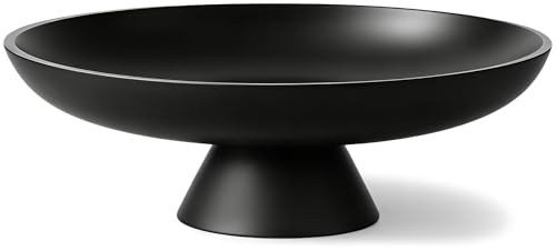Large Fruit Bowl for Kitchen Counter, Concrete Decorative Bowl for Coffee Table, Modern Key Bowl for Entryway Table (Black)