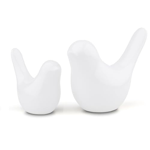 Small Birds Statues White Home Wall Decor Modern Style Bird Animal Figurines Decorative Ornaments for Shelf, Living Room, Bedroom, Knick Knacks, Office Desktop, Cabinets(White Birds 2Pcs) - color: White