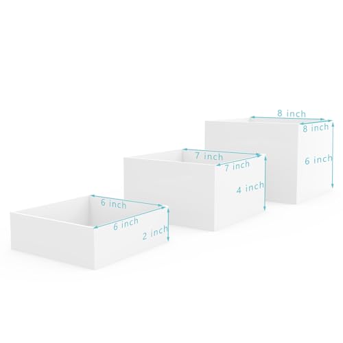 PecMuikee Buffet Risers, Food Risers for Buffet Table, Display Stand Shelf for Catering Dessert Collectibles Jewelry Figures Show, Acrylic Cube Display Nesting Risers with Hollow Bottoms 3PCS