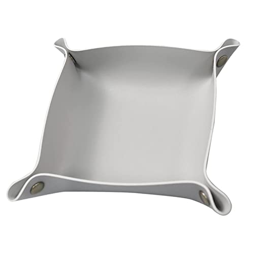 Leather Jewelry Valet Tray, Small Catchall Tray, Key Tray for Entryway Table, Nightstand, Suitable for Travel, Storage, Home or Office (Light Grey-S) - color: Light Grey