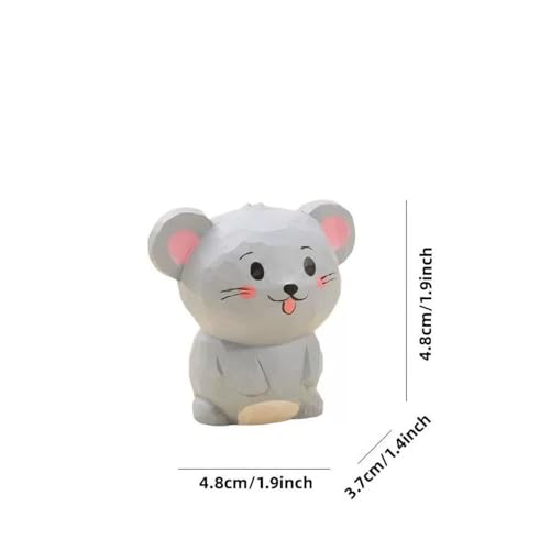 Hand-Carved Wooden Little Mouse Figurine with Base – Cute Mouse Desk & Monitor Top Decor, Wooden Animal Statue Art Collectible, Unique Gift for Animal Lovers - color: Little Mouse