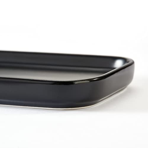 Ceramic Bathroom Tray,Kitchen Sink Organizer Tray,Cosmetics Holder (Black) - color: Black
