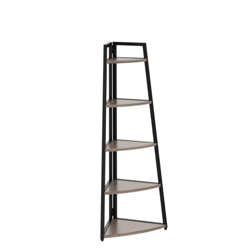 Tribesigns 70 inch Tall Corner Shelf, 5 Tier Industrial Corner Bookshelf Bookcase Industrial Corner Ladder Shelf Plant Stand for Living Room, Kitchen, Home Office (Grey) - color: Grey