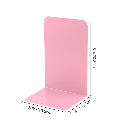 MSDADA Bookends, Book Ends for Book Shelves, Book Ends for Heavy Books,Metal Bookend Supports, Modern Minimalist Style Bookend, Pink(4Pairs) - color: Pink
