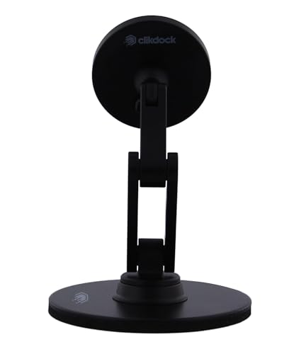 ClikDock Cell Phone Magnetic Wireless Charger Stand, 360° Spin, Aluminum Construction, Compatible with MagSafe Phones for iPhone & Andriod (Black) - color: Black