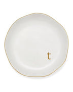 Personalized Ceramic Ring Dish - Monogrammed Jewelry Tray, Handcrafted Room Decor Engagement Wedding Present - Mothers Day Valentines Christmas Birthday Gift Women, Engraved Initial t - style: t