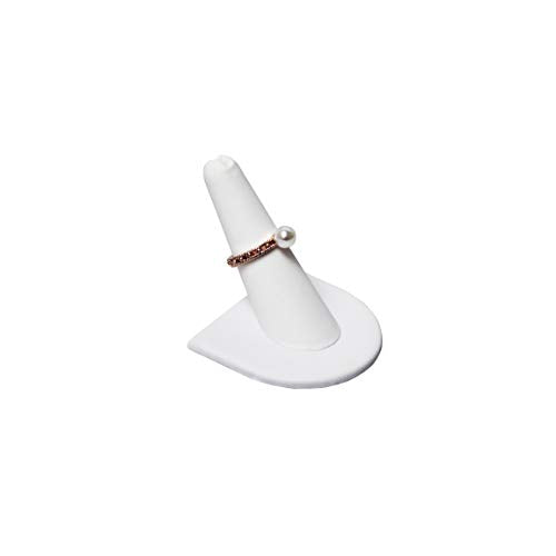 MOOCA 6 Pcs Set Finger Ring Stand Jewelry Display Holder Showcase Ring Display Drawer Leatherette Storage Jewelry Stands for Shows, White Faux Leather - color: White