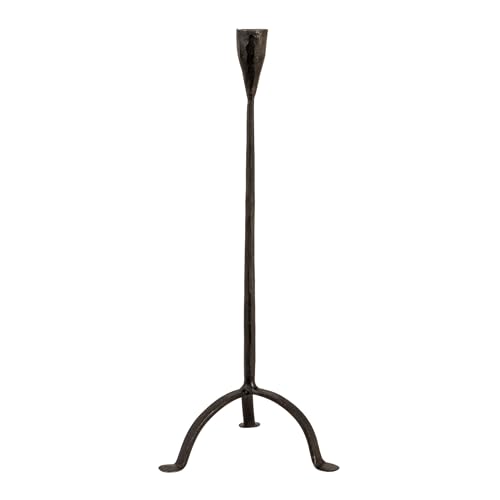 Creative Co-Op 16" H Hand-Forged Cast Metal Footed Taper Holder, Black