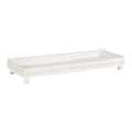 Kate and Laurel Strahm Rectangle Wooden Beaded Display Tray, 10 x 24, White, Lightly Distressed Wood Decorative Footed Tray for Use as Useful Ottoman Tray or Kitchen Serving Tray