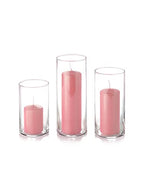 yummi Set of 36 Slim Pillars and Cylinder Vases - Light Rose - color: Light Rose