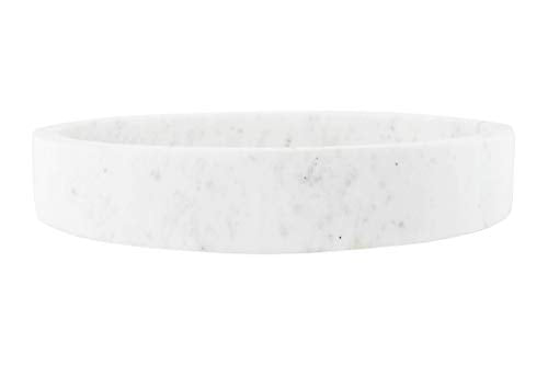 Creative Co-Op Minimalist Round Carved Marble Tray or Charcuterie Board, White, 12" - size: 12"
