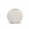Ceramic Shell Vase, Matte White Decorative Vase for Home Decor, Modern Coastal Flower Vase for Pampas Grass, Small Tabletop Vase for Living Room Shelf Bedroom Entryway