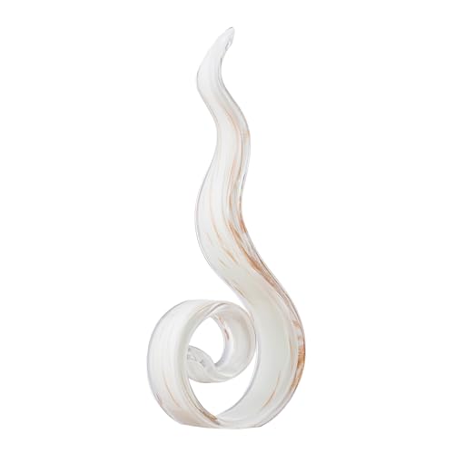 11.4" Tall Hand-Blown Glass Sculpture Murano-Style Sculpture Art Ornament Statue Figurines Home Decor Accent Piece Coastal Ocean Nautical Home Decor,Shelf,TV Stand,Tabletop Centerpieces,Wonderful Gift - color: White