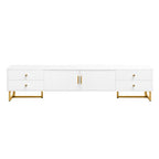Modern TV Stand with Drawers for TVs up to 75'', Media Console Storage Cabinet Entertainment Center Furniture for Living Room Bedroom, Gold Metal Legs, 70.9-Inch, White - color: White