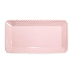 Paris Hilton Rectangle Ceramic Stoneware Serving Platter Tray, Embossed Hearts, Microwave Safe, 15x8-Inch, Pink