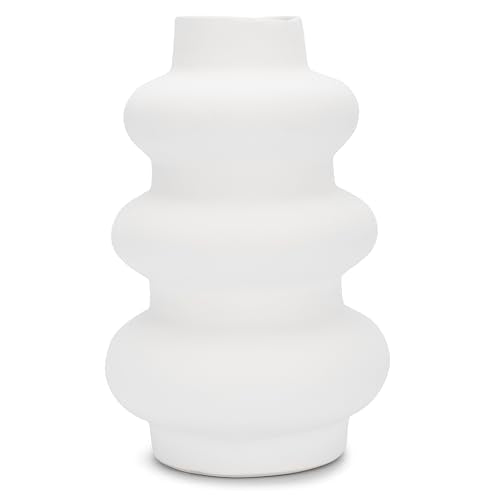 Ajuny Ceramic Vase Set of 2 – White Gourd-Shaped Vases for Centerpieces, Home Decor Living Room, Minimalist Room Decor, Modern Farmhouse Accent, Table Shelf Office Styling, Vases Home Decor Aesthetic. - style: Bottle-Vase