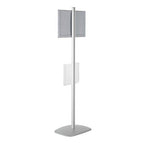 M&T Displays Free Standing Aluminum Display Stand Single Sided Document Brochure Sign Holder Front Loading Portrait Landscape Silver Snap Frame 1x(11x17) and Clear Acrylic Pocket 1x(8.5x11) Inch - color: Silver