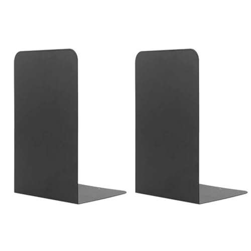 2Pcs Metal Bookends Heavy Duty Black/White Book Ends Support for Shelves Modern Minimalist Style Bookends Multi-Purpose Book Stoppers for Heavy Books School Office Library