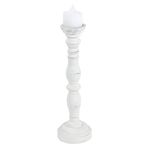 White Rustic Candle Holders for Pillar Candles,18-Inch Vintage Wooden Candle Holders Pillar,Candle Holder for Candlesticks,Farmhouse Style Accent Decor,Gift for Home (1Piece, 5.5" x 5.5" x 18.3") - size: 5.5" x 5.5" x 18.3"